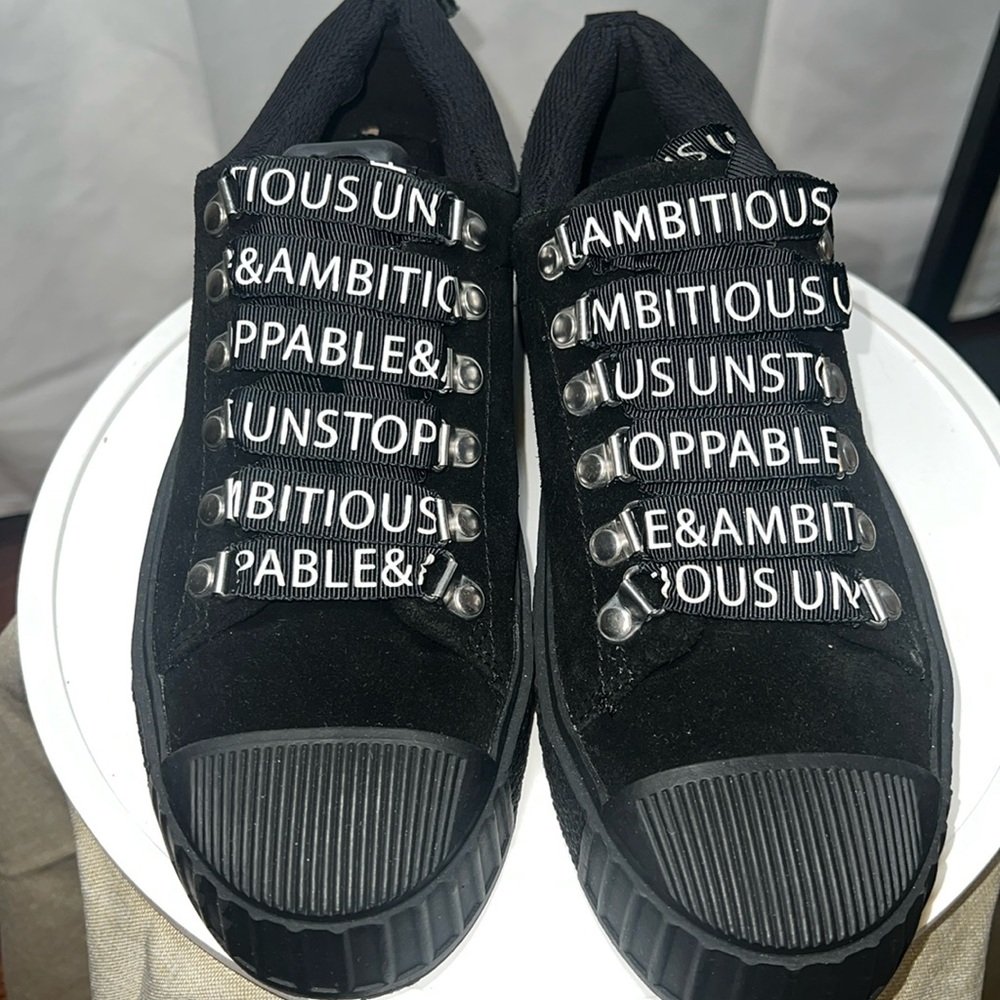 Zara Woman Black Suede Ambitious Unstoppable Rubber Sole Sneakers 40